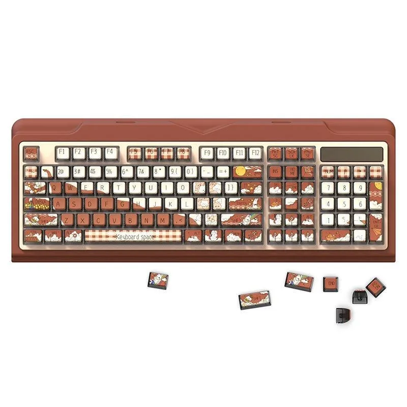 Pudding Brown Cartoon Transparent Cute Keycap 116 Keys DIY Personalized Mechanical Keyboard Kawaii PBT Keycaps Customizada