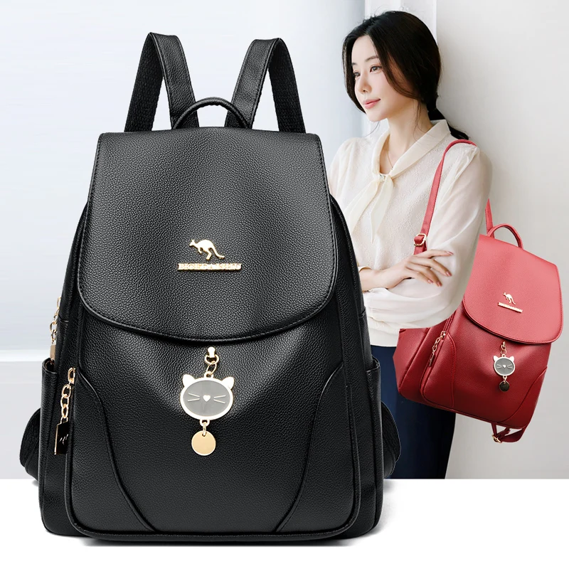 

Women Large Capacity Backpack Purses High Quality Leather Female Vintage Bag School Bags Travel Bagpack Ladies Bookbag Rucksack