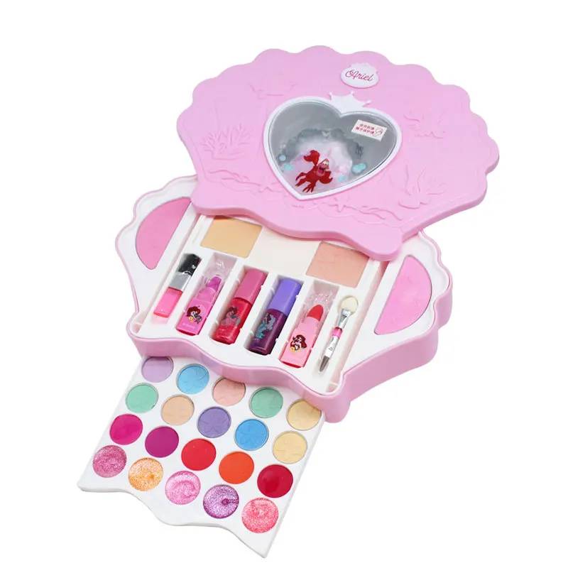 Originale real Disney girls mermaid Cosmetics Beauty Set Toy kids princess Fashion Toys Play House regalo per bambini