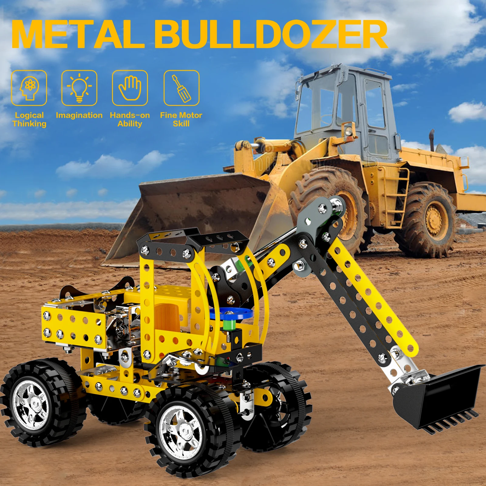 Alloy Metal Model Engineer Excavator Kit for Kid Boy 6 7 8 9 Years Old,STEM Project,Assembly Educational Building Block for Gift