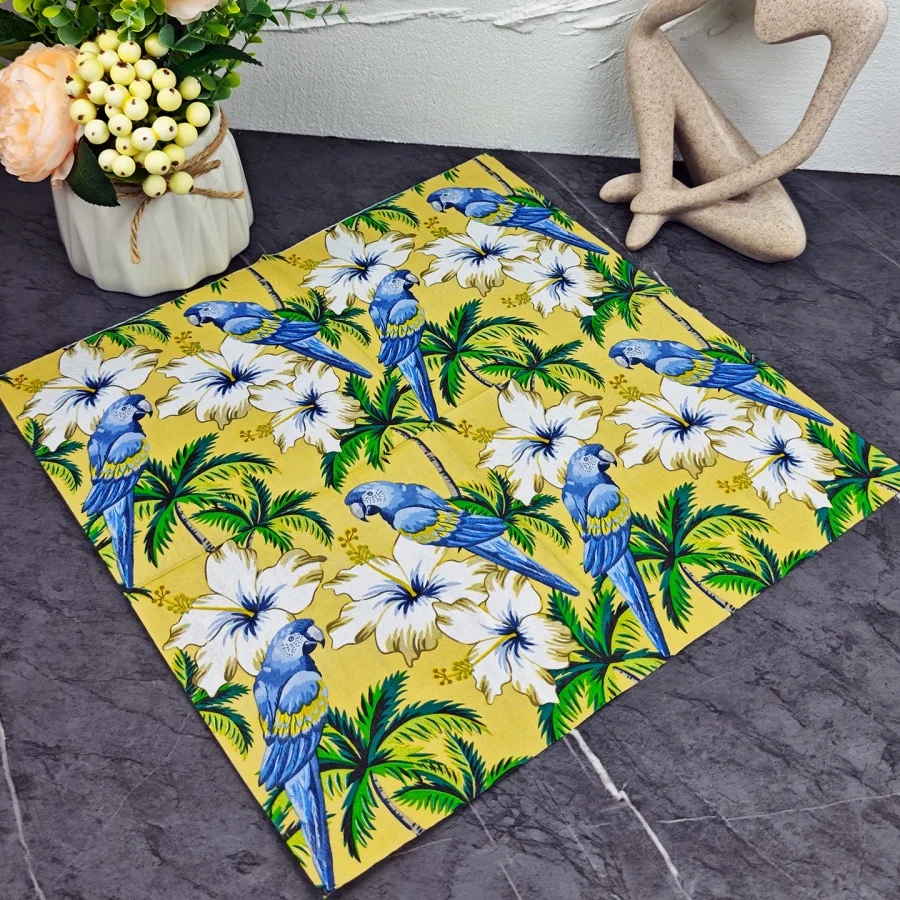 Disposable Paper Napkins 20Pcs Tropical Parrot Hibiscus Palm Print Party Napkin for Wedding Birthday Table Decor - view 4
