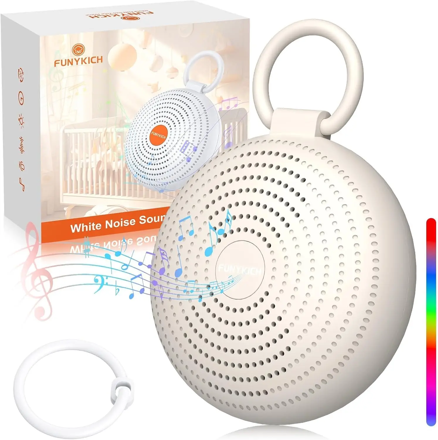 

Travel White Noise Sound Machine with 24 Soothing Sounds, 7 Night Light, Portable Sound Machine for Baby Adult, Sleep Timer