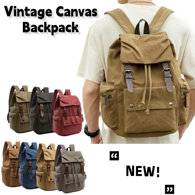 

Men Computer Schoolbag Leisure Large Capacity Bag Women Backpack Travel Vintage Canvas Backpack Simple Hiking Portable Universal