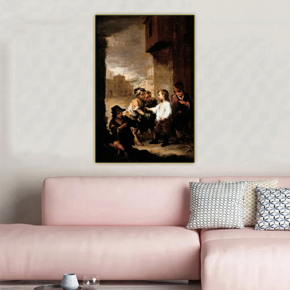 Citon Murillo 《S. Thomas de Villanueva diviando sus ropa entre los niños mendigos 》 lienzo pintura al óleo imagen la pared decoración del hogar