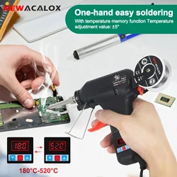 NEWACALOX-Kit de pistola de soldadura Digital LED, herramienta de soldadura para electrónica, 220-℃ 180 temperatura ajustable, AC 520 V 80W