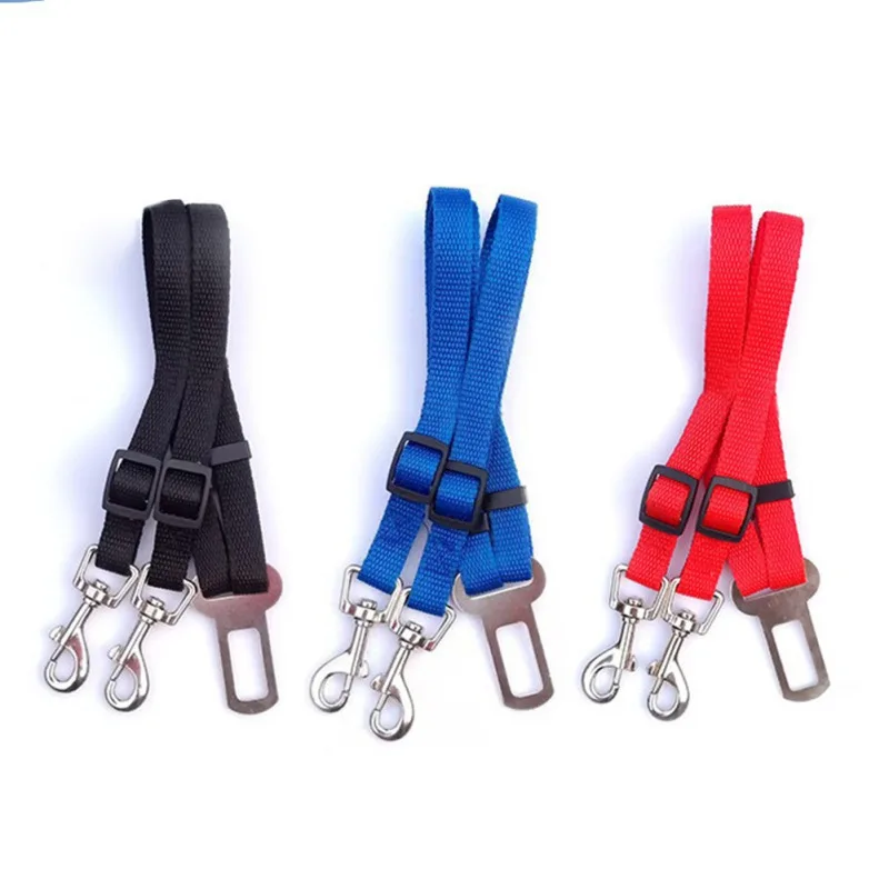 Adjustable Double Head Leash Car Seat Belt Pet Seat Vehicle Security Car Leash Two Dog Harness Safety Lever Traction Dog Collars