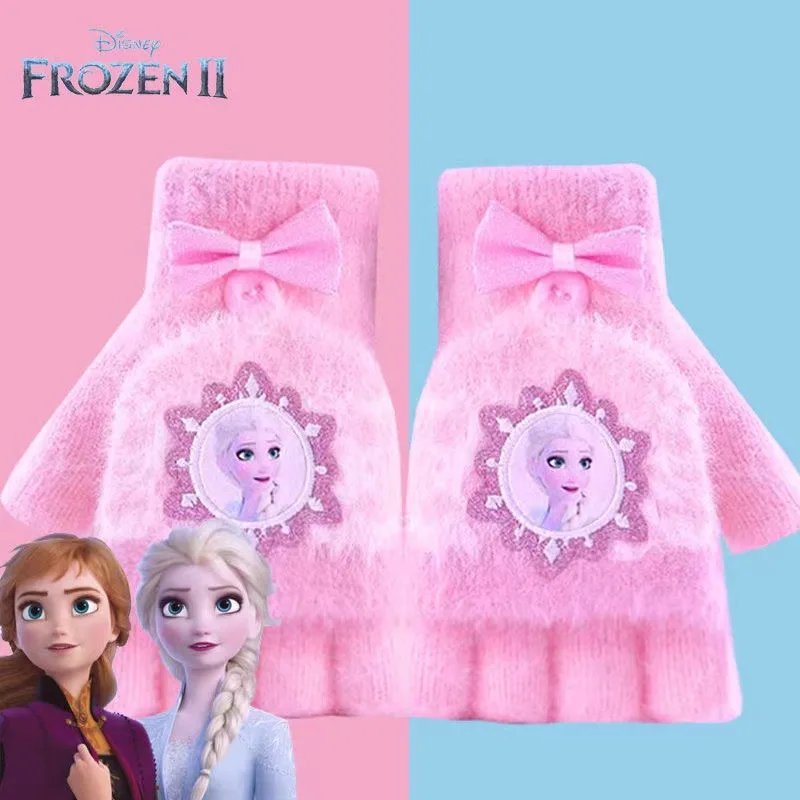 

Disney Frozen New Cartoon Elsa Girl Gloves Winter Kawaii Warm and Cold-proof Kindergarten Children 5-12 Year Old Windproof Glove