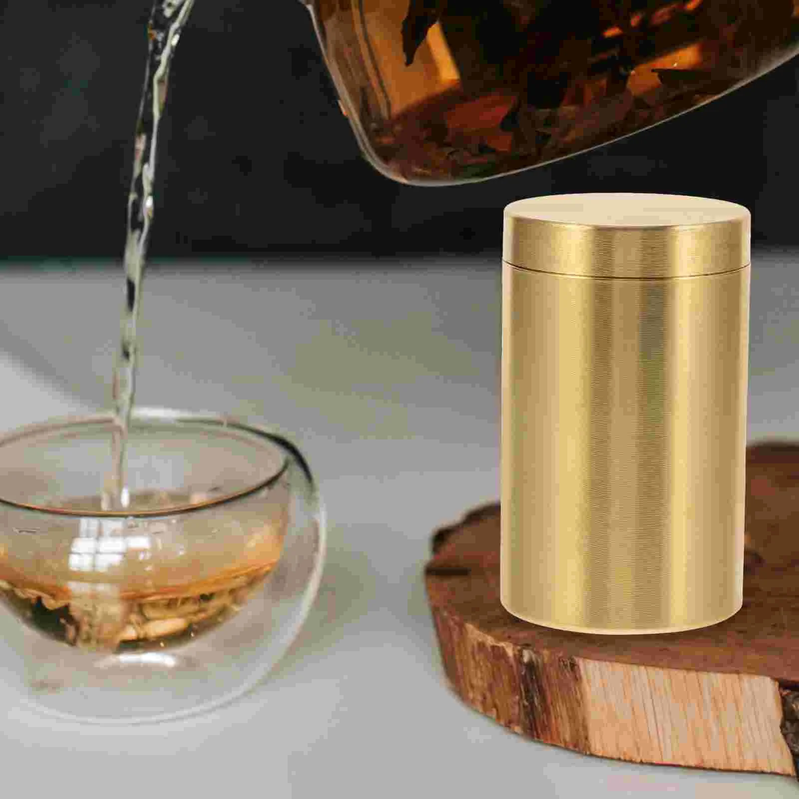 Brass Tea Sealed Jar Food Container Containers with Lids Candy Waterproof Canister Bottle Kitchen Storage Pot