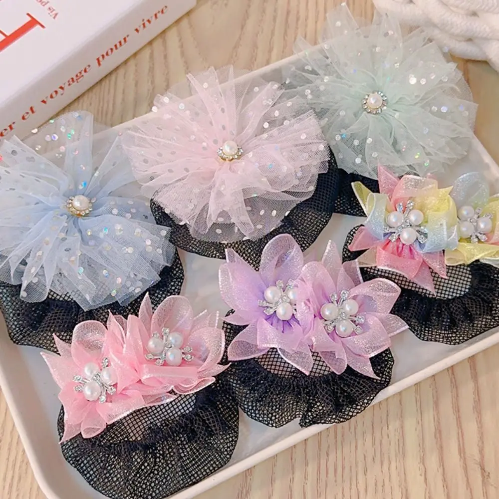 Suitable Princess Snood Spring Clip Mesh Star Star Hair Nets Hair Clip Colorful Sequin Hair Nets Kids