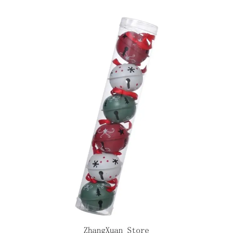6er-Set Weihnachtsglocken aus Metall mit Bändern für die saisonale Baumpräsentation 3XUF – Detail 4
