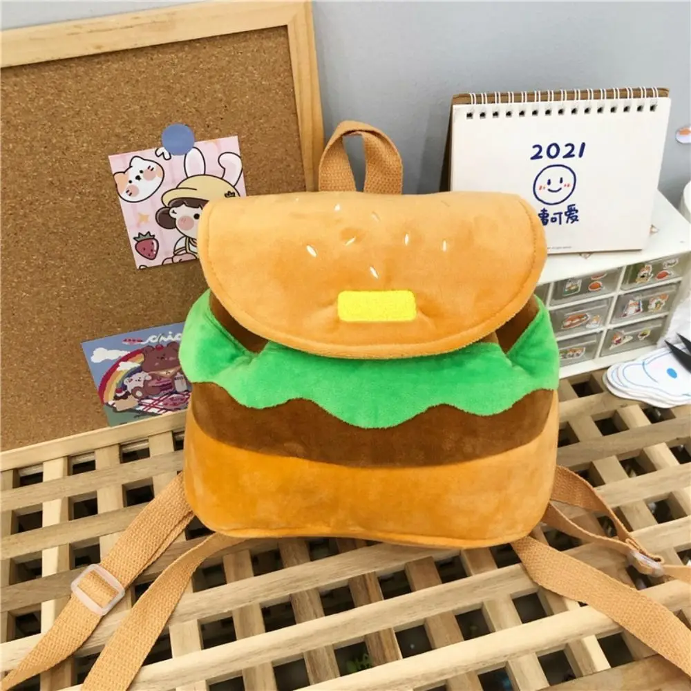 Capacity Plush Coin Purse Girls Shoulder Bags Kindergarten School Bag Cartoon Burger Bag Hamburger Plush Backpack Kids Pack