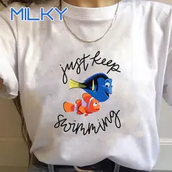 New 2024 Cartoon Finding Nemo Woman Tshirt Top Finding Nemo T Shirt Soft Girl Aesthetic Clothes Short Sleeve Summer Tops