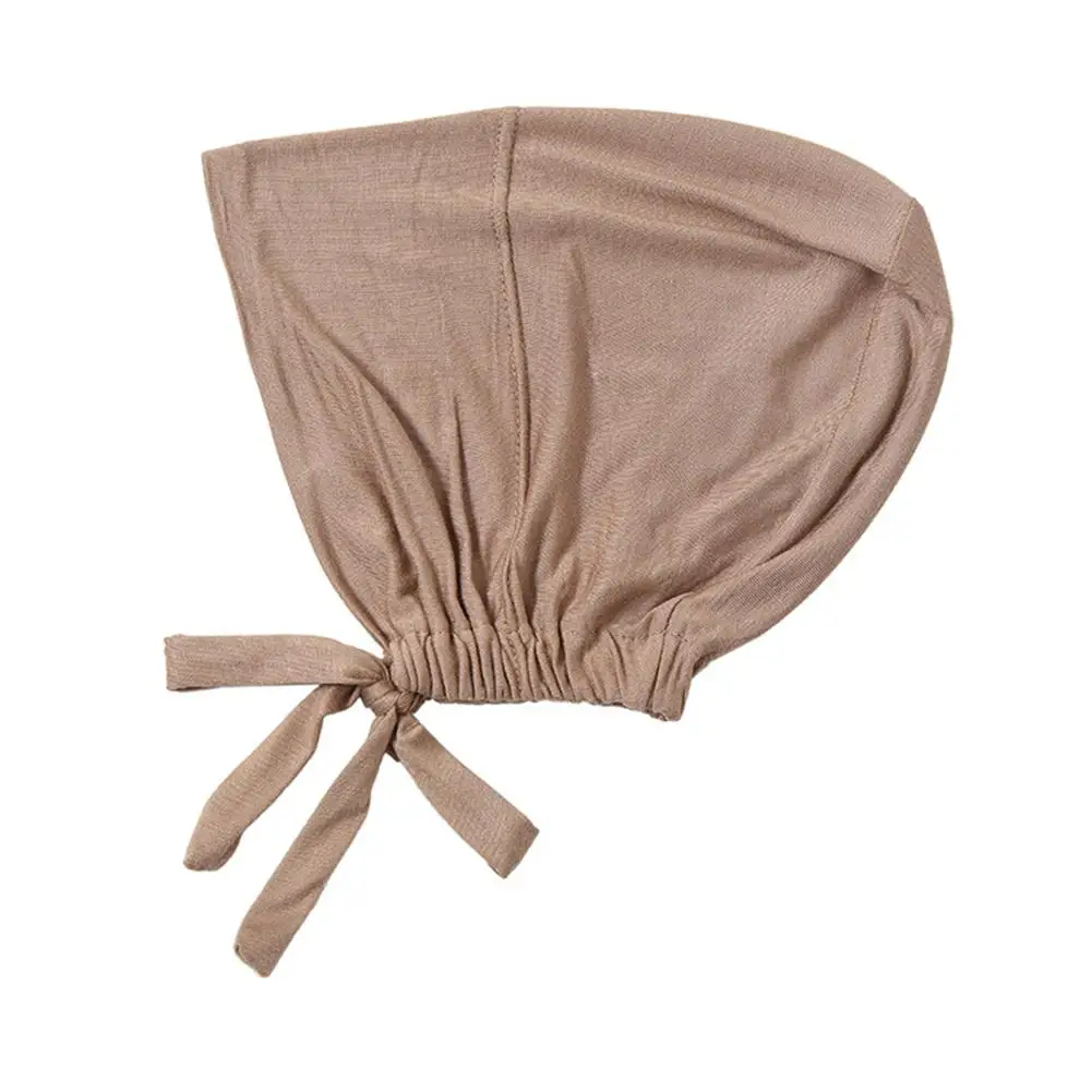 Turbante estiramento interno muçulmano para mulheres, chapéu islâmico, gorro do chiffon, lenço macio, boné do lenço, E4H1