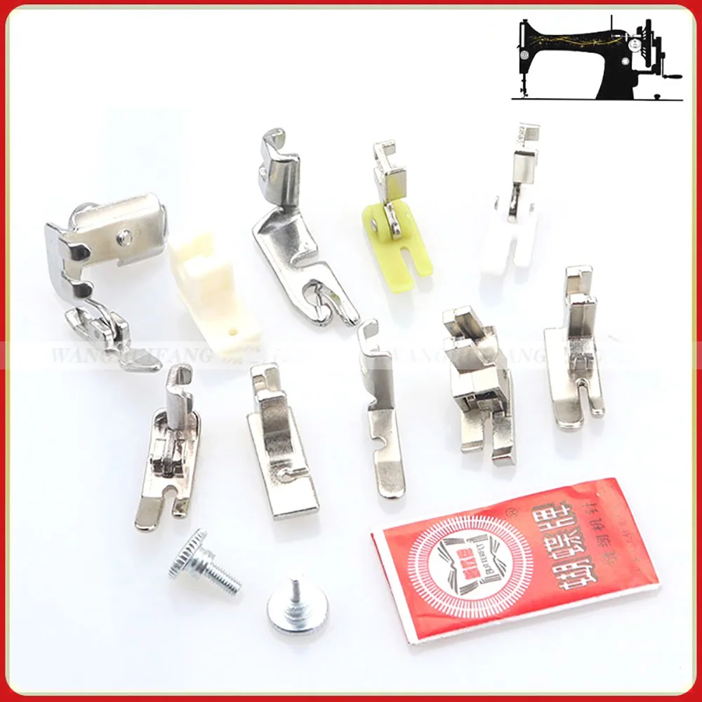 Home Sewing Machine Accessories Zipper Presser Adjustable Guide Quilting Rolled Hem Gathering Pleating/Shirring Presser Foot Set