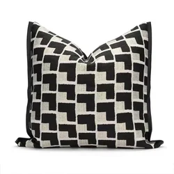 Nordic Modern Simple Light Luxury Cushion Cover Black Gold Geometric Texture High-end Living Room Sofa Pillow Covers Decorative