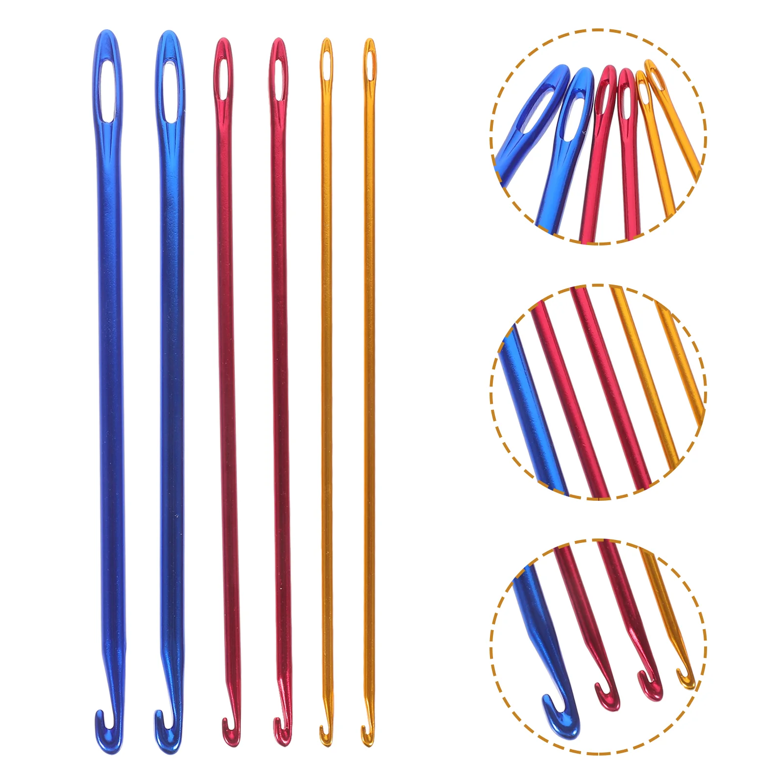 6 Pcs Knitting Crochet Needle Sewing Pins Tools Needles with Hole Single Pointed