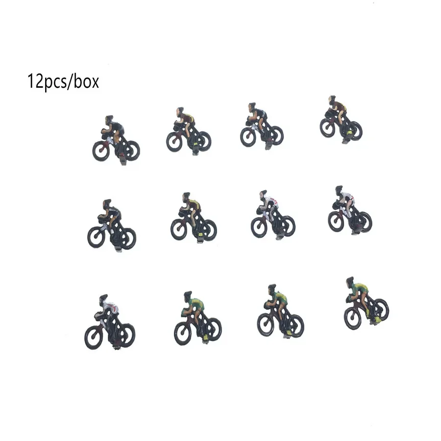 12pcs/lot Architecture Mini Plastic Model 2cm Ho Model Cycling Villain Figure For Ho Train Layout