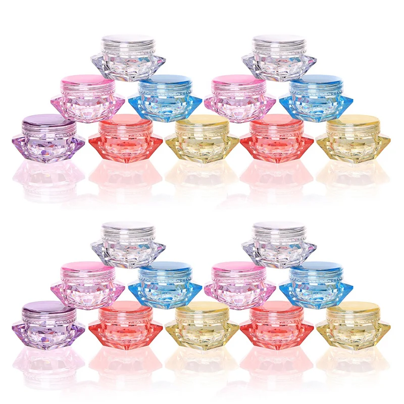 10pcs 3g/5g Plastic Diamond Shaped Cosmetic Jars Skin Care Containers Lotion Bottle Vial Face Cream Sample Pot Nail Art Gel Box