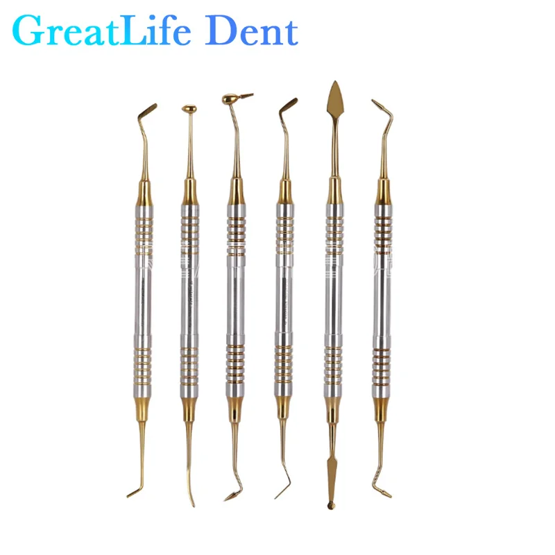 GreatLife Dent 6pcs/set Professional Equipment Dental Suraical Instruments Resin Filling Aesthetic Restoration Kit