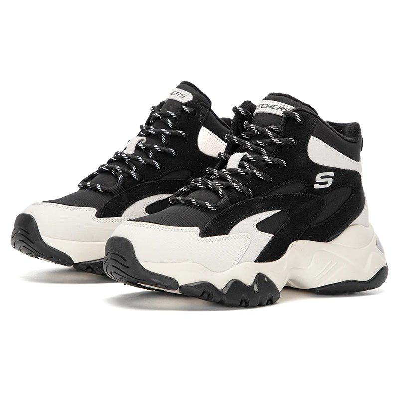 

Skechers Women's Shoes D'Lites 3.0 Panda Shoes with Plush Lining, Warm and Comfortable, High-Top, Thick-Soled, Height-Increasing Sports Casual Shoes 167595-Bkw