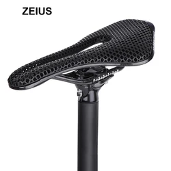 ZEIUS Carbon/Nylon Fiber 3D Printed Bicycle Saddle Ultralight Hollow Breathable Comfortable MTB Road bike Cycling Seat Parts