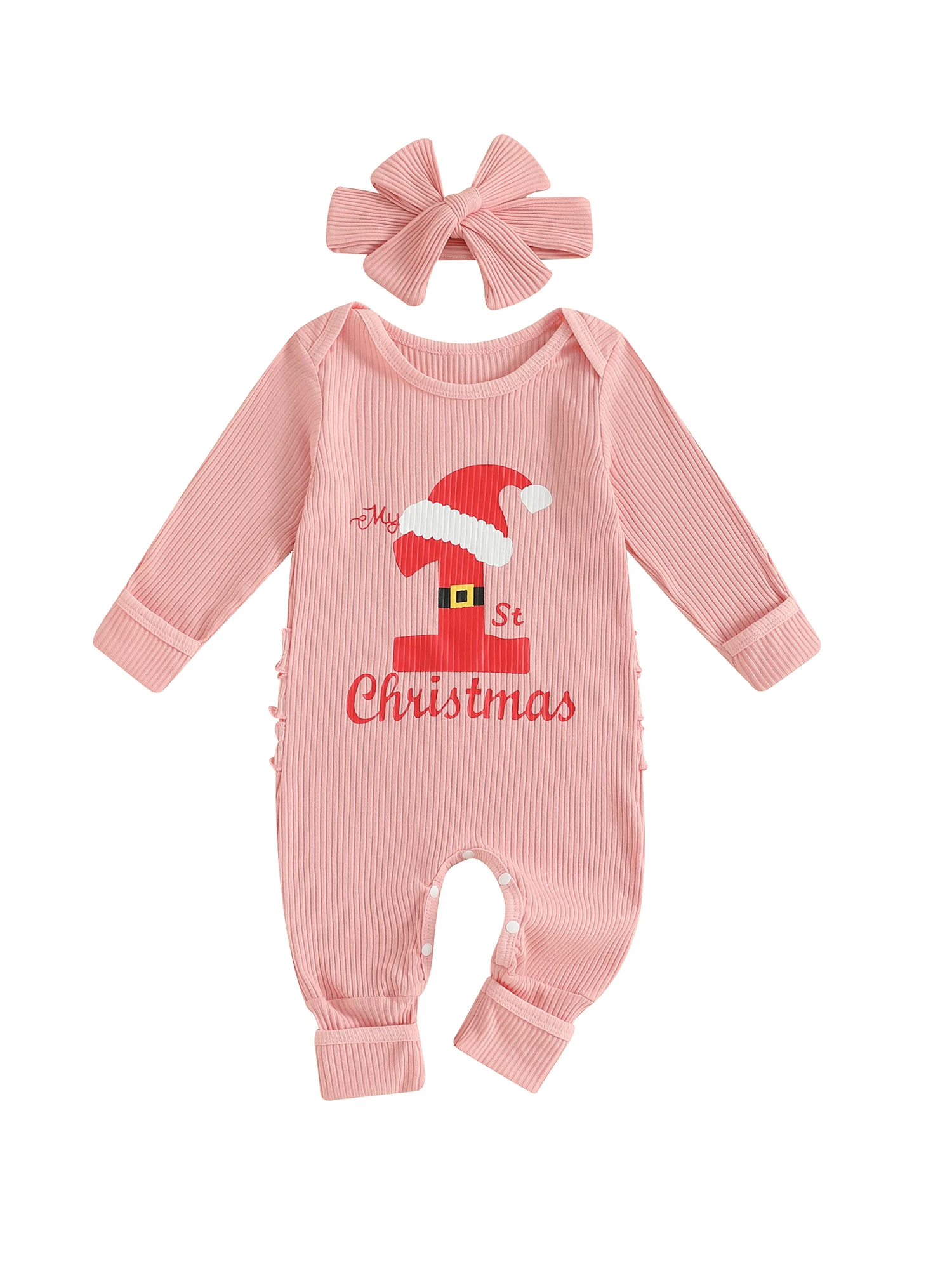 

Infant Holiday Season with Festive Lettering and Matching Headband for Baby s First Christmas Celebration