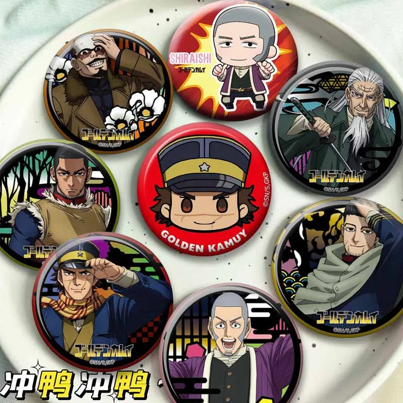 Saichi Sugimoto Asirpa Hyakunosuke Cartoon Brooch Anime Golden Kamuy Chibi Button Pins Round Badges Backpack Jewelry Accessory
