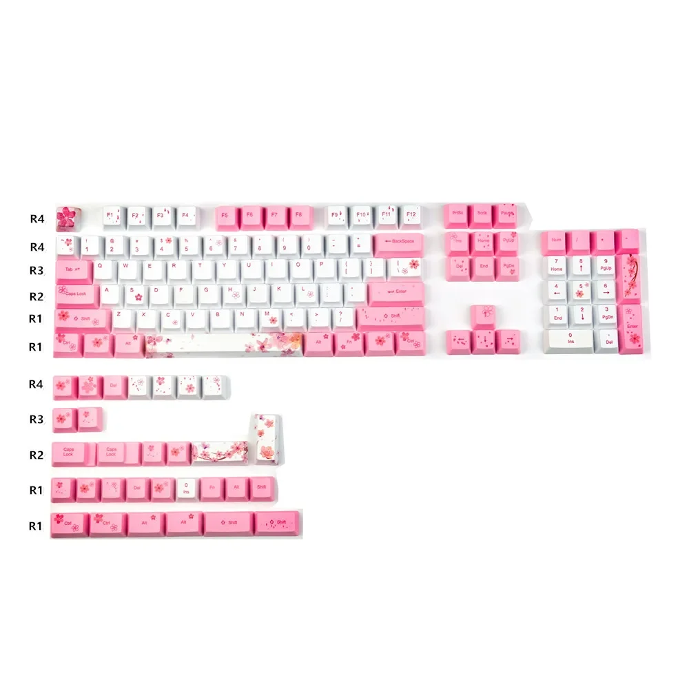 

132Keys OEM PBT Cherry Blossoms Keycaps Full Set Mechanical Keyboard Keycaps PBT Dye-Sublimation Keycap