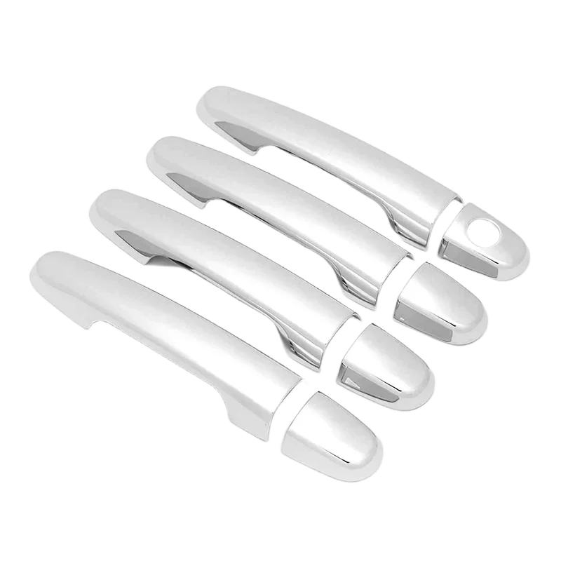 غطاء مقبض وعاء الباب لتويوتا فورتشنر 2008-2014 ديكور السيارة ماتي أسود كروم فضي اكسسوارات السيارات ثقب واحد #4