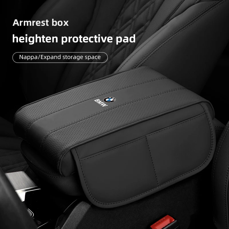 PU Leather Car Armrest Mat Center Console Heighten Pad For BMW Performance E36 E92 E70 E91 E28 E30 E34 E53 E61 E62 E97 X3 X5 X1