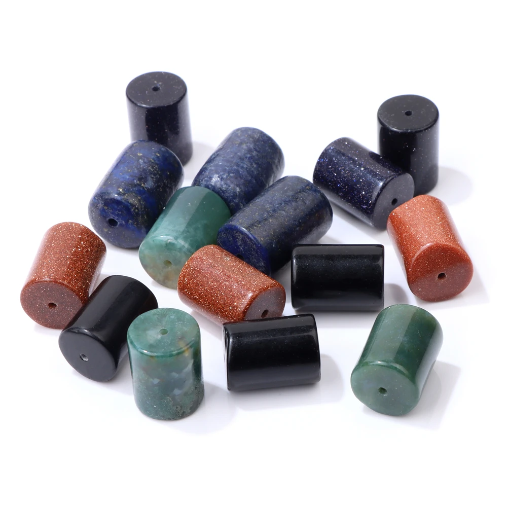 12x16mm Natural Cylinder Shape Stone Bead Sandstone Obsidian Aagtes Loose Spacer Beads For Jewelry Making Men Bracelets DIY