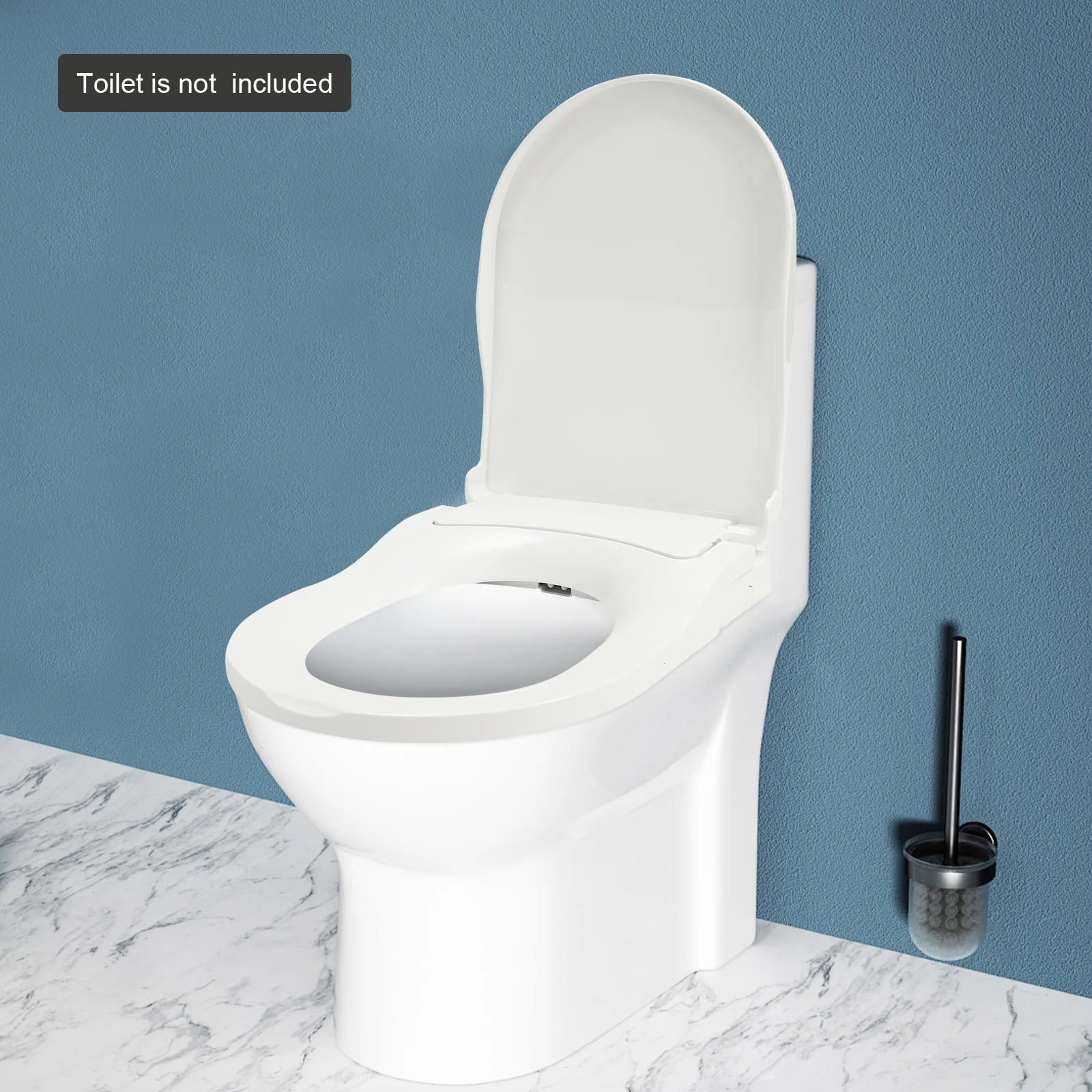 

Non-Electric Bidet Toilet Seat, Fits Elongated Toilets, Dual Nozzle System, D-type Toilet Seat, White, 3 Flushing Holes, White