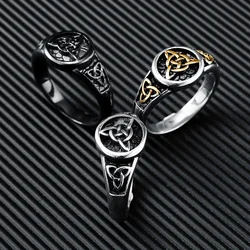 316L Stainless Steel Men Ring Luxury Celtic Knot Rings High Polished for Male Friends Boyfriend Jewelry Best Gift Wholesale