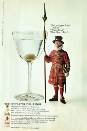 Letrero de estilo retro vintage con publicidad de ginebra Beefeater, letrero para bar, pub, mancave o she shed.
