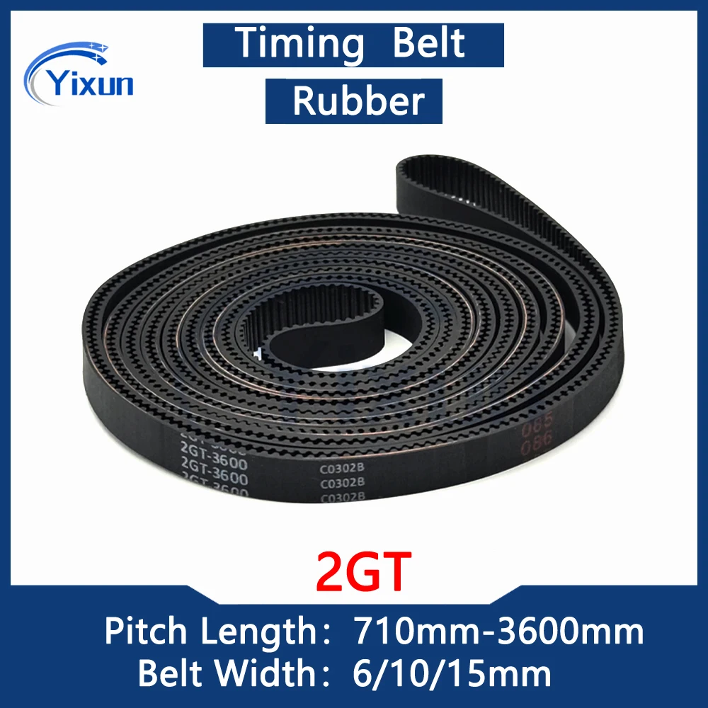 

2GT Rubber Synchronous Timing Belt Length 710mm-3600mm Width 6/10/15mm 3D Printer Accessory Pitch 2mm G2M 2M Drive Toothed Belt