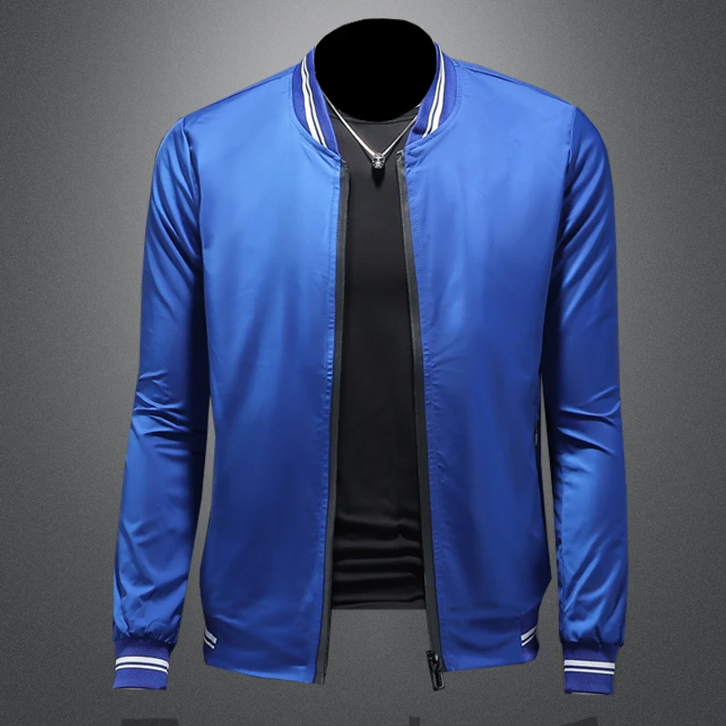 Korean style spring and autumn baseball jersey, high-quality solid color zipper jacket, fashionable casual men\'s jacket