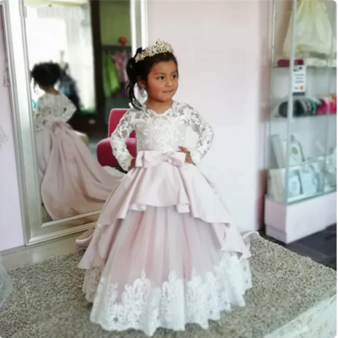 

Lace Flower Girl Dresses for Weddings Jewel Neckline Custom Made Girls Pageant Gowns A-line Kid Birthday Evening Party Wears