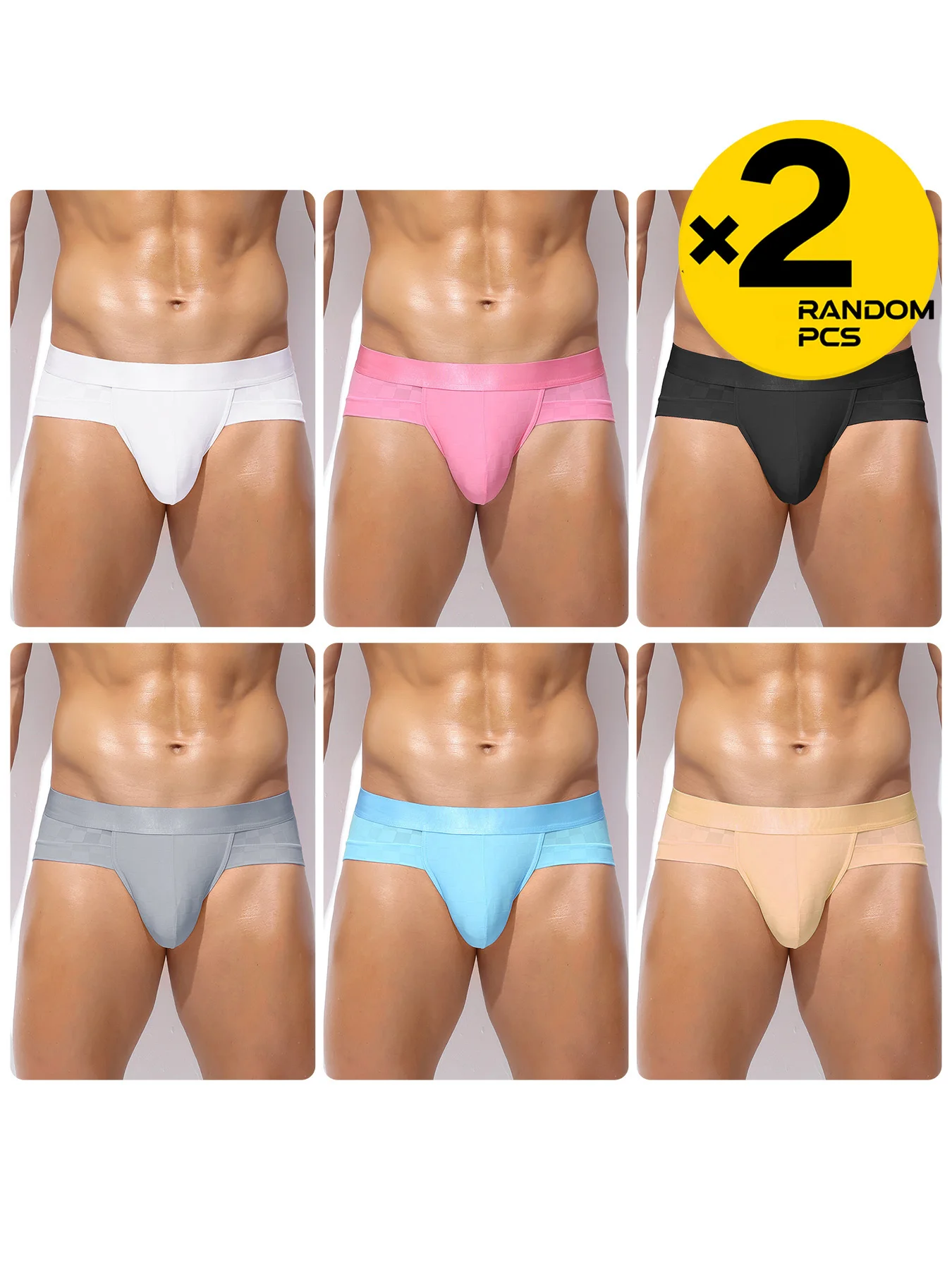 2PC Summer Ice Silk Triangle Boxer Shorts High Aesthetic Youth Sports Style Breathable Soft Skin-Friendly Thin Briefs for Men