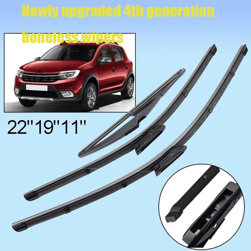 

3Pcs Windshield Windscreen Wiper Blades For Dacia Renault Sandero 2015 2016 2017 2018 2019 Front Rear Window Wiper
