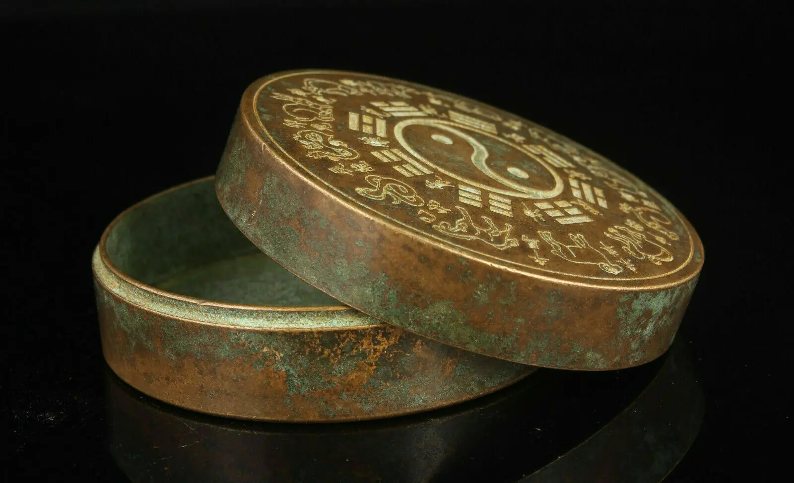 

Collection of ancient Chinese bronze exquisite eight trigram ink box