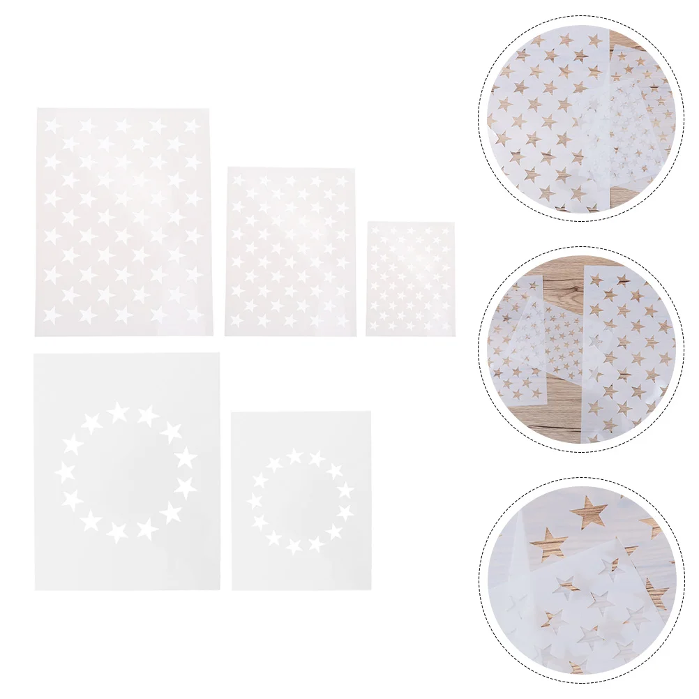 

5 Pcs Hollow Inkjet Template Americans Flags Star Stencils for Painting Notebook The Pet Craft