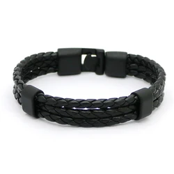 Aizhixiu Fashion Hot Brand Black Multilayer Leather Wrap Bracelet Mens Vintage Bracelets Bangles Men Jewelry Men's bracelet