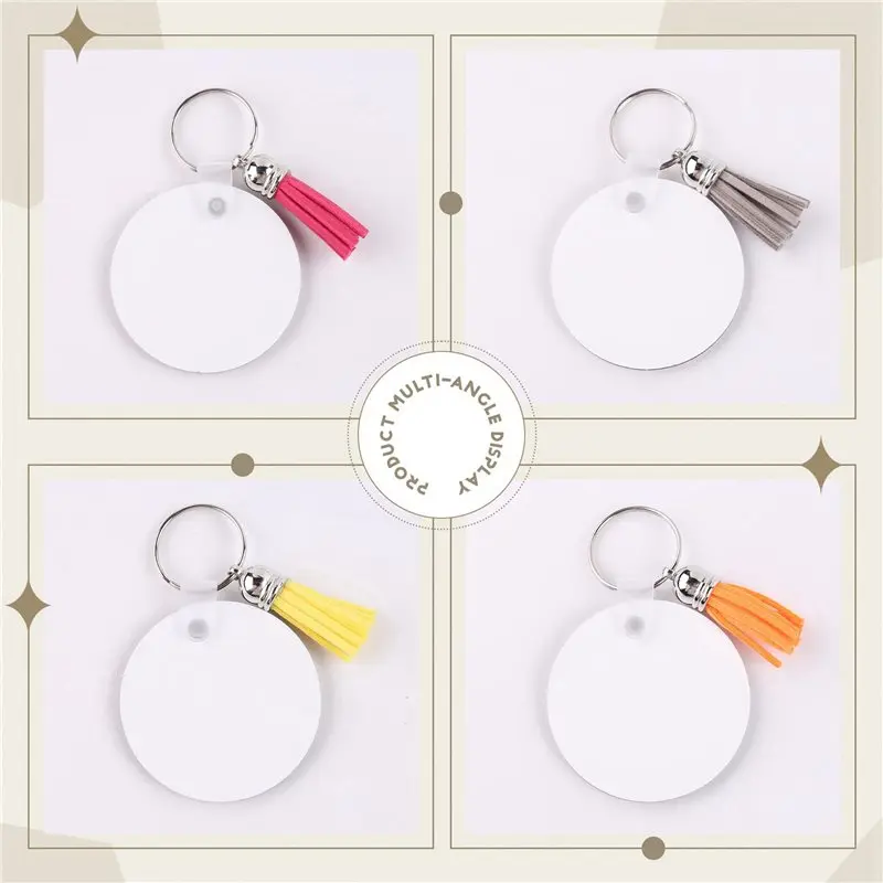 ABKS-300Pcs MDF Sublimation Blanks Keychain Bulk, Sublimation Keychain Blanks With Key Ring Double-Sided For DIY Craft Making