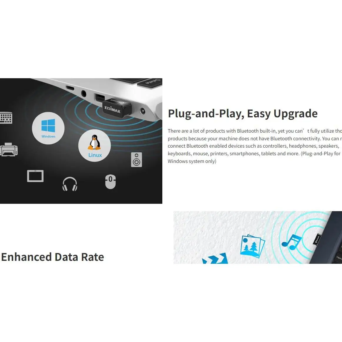 BT-8500 ПК Edimax BT 5.0 EDR Nano USB, Win10/11 BeagleBoard Plug-and-play, Linux/Mint 21 Плата разработки Bluetooth Raspberry PI