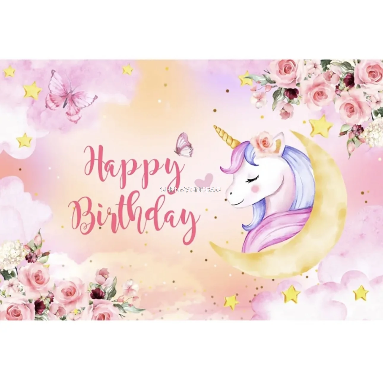 Cenários fotográficos com tema de unicórnio arco-íris, decoração de festa de primeiro aniversário de bebê, fundo de estúdio fotográfico XM-01