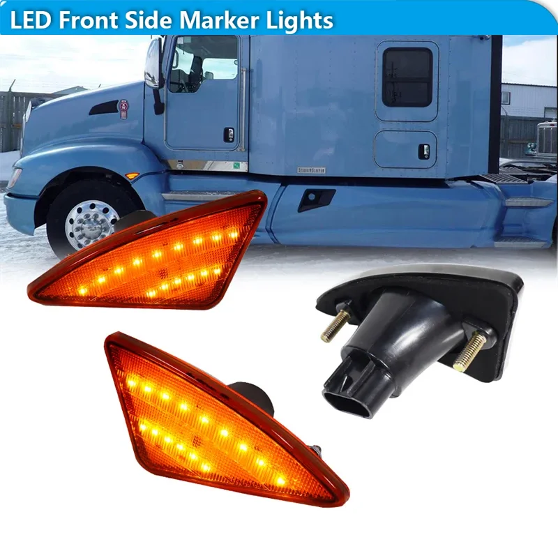 

Для Kenworth T660 T600 T170 T270 T370 Полугрузовики 2008-2021 Янтарный светодиодный передний боковой габаритный указатель поворота Бортовые фонари