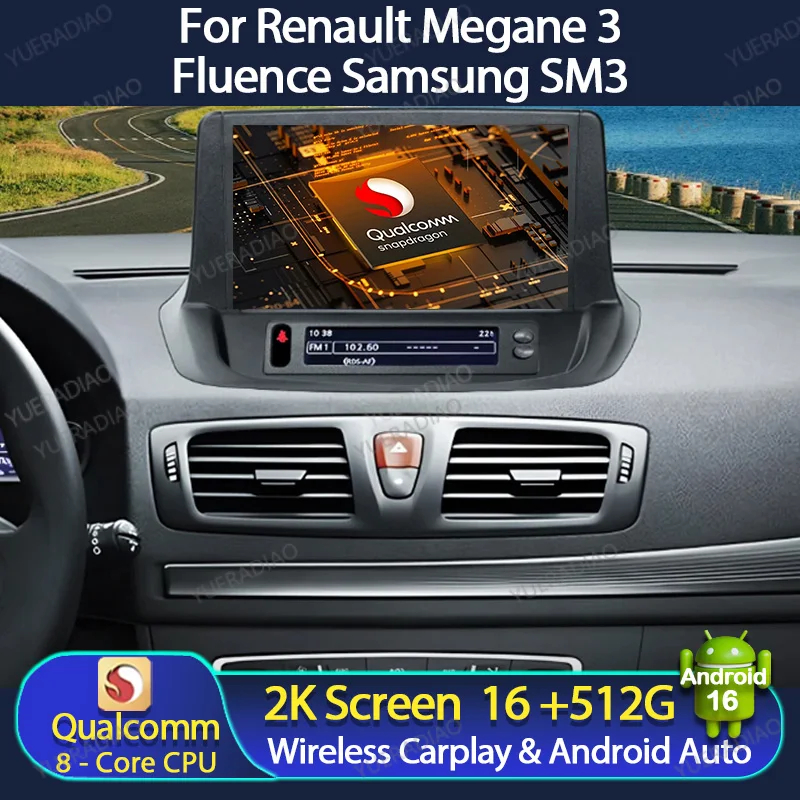 Android 16 Car Radio For Renault Fluence 1 2009 - 2017 Mirror Link Carplay Auto SWC Double Din GPS NAVI Multimedia Video Player