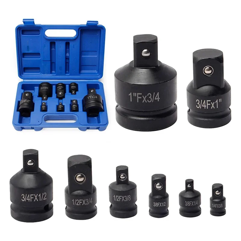 

8pcs 1/2 1/4 3/4 3/8 Inch Air Universal Pneumatic Adaptor Converter Socket Adapter Joint Ratchet Electric Wrench Sturdy Tool Set