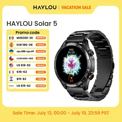 HAYLOU Solar 5 Sprachanruf-Smartwatch, 1,58 Zoll AMOLED-Display, 60 Hz Smartwatch, 24-Stunden-Gesundheitsüberwachung, Sport-Smartwatch für Männer
