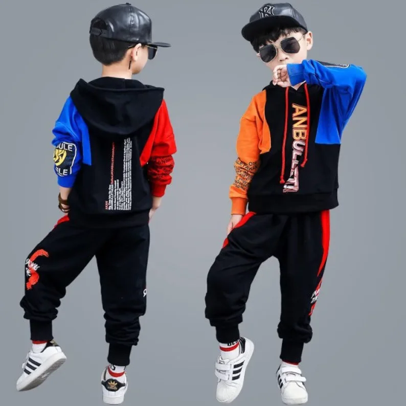 

2023 Boys Clothes Children Set Sweatshirt hooded + Leggings Ankle-tied Pants Tracksuits winter Autumn Kids Suit 9 10 11 12 Year